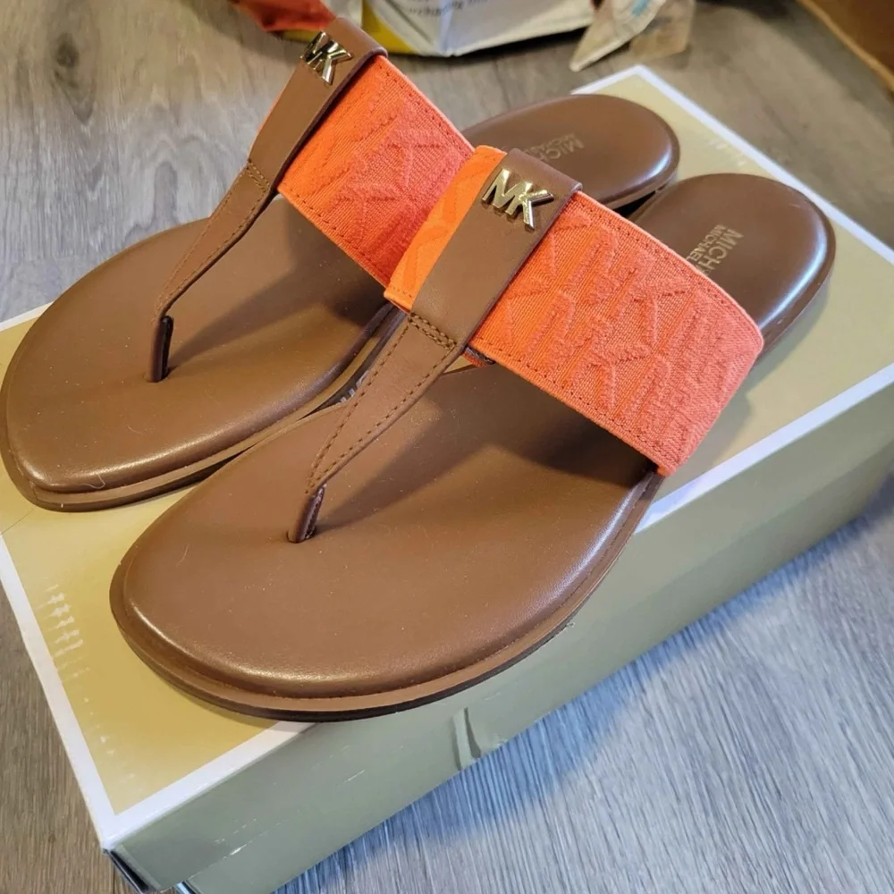 Michael Kors Orange and Brown Sandals - Picture 2 of 7